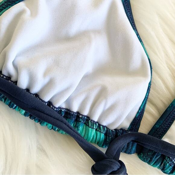 Yandy Two Piece Teal & Blue Tie Dye Bikini Set Adjustable Small NEW WITH TAGS - Picture 9 of 16